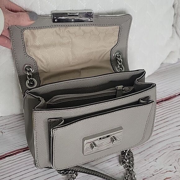 MICHAEL KORS Sloan Gray Saffiano Leather Crossbody Bag - Picture 9 of 9